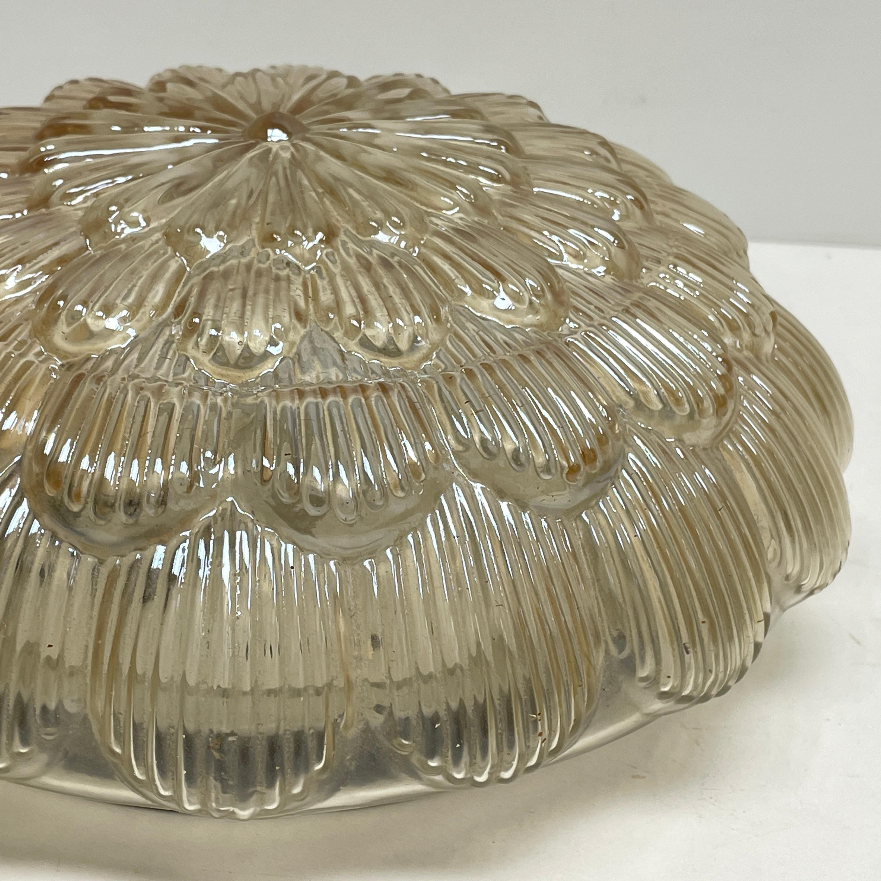 Petite Amber Smoked Glass Flush Mount Ceiling Light Massive Leuchten, Germany In Good Condition In Nuernberg, DE