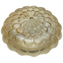 Petite Amber Smoked Glass Flush Mount Ceiling Light Massive Leuchten, Germany