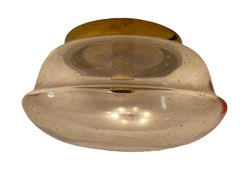Petite Amber Smoked Glass Hillebrand Flush Mount Midcentury, 1960s