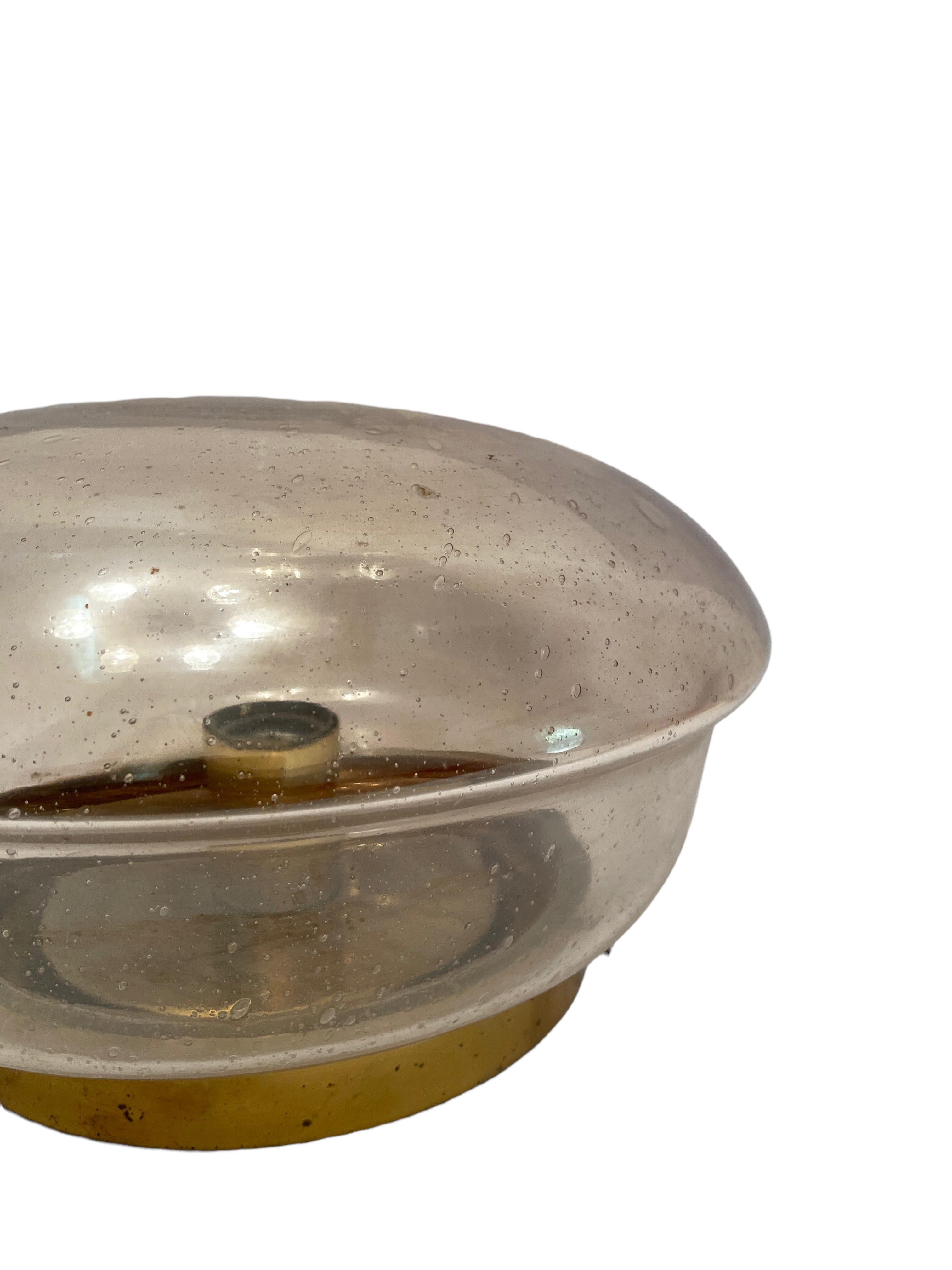 Allemand Petite lampe encastrée Hillebrand en verre fumé ambré, milieu du siècle, années 1960 en vente