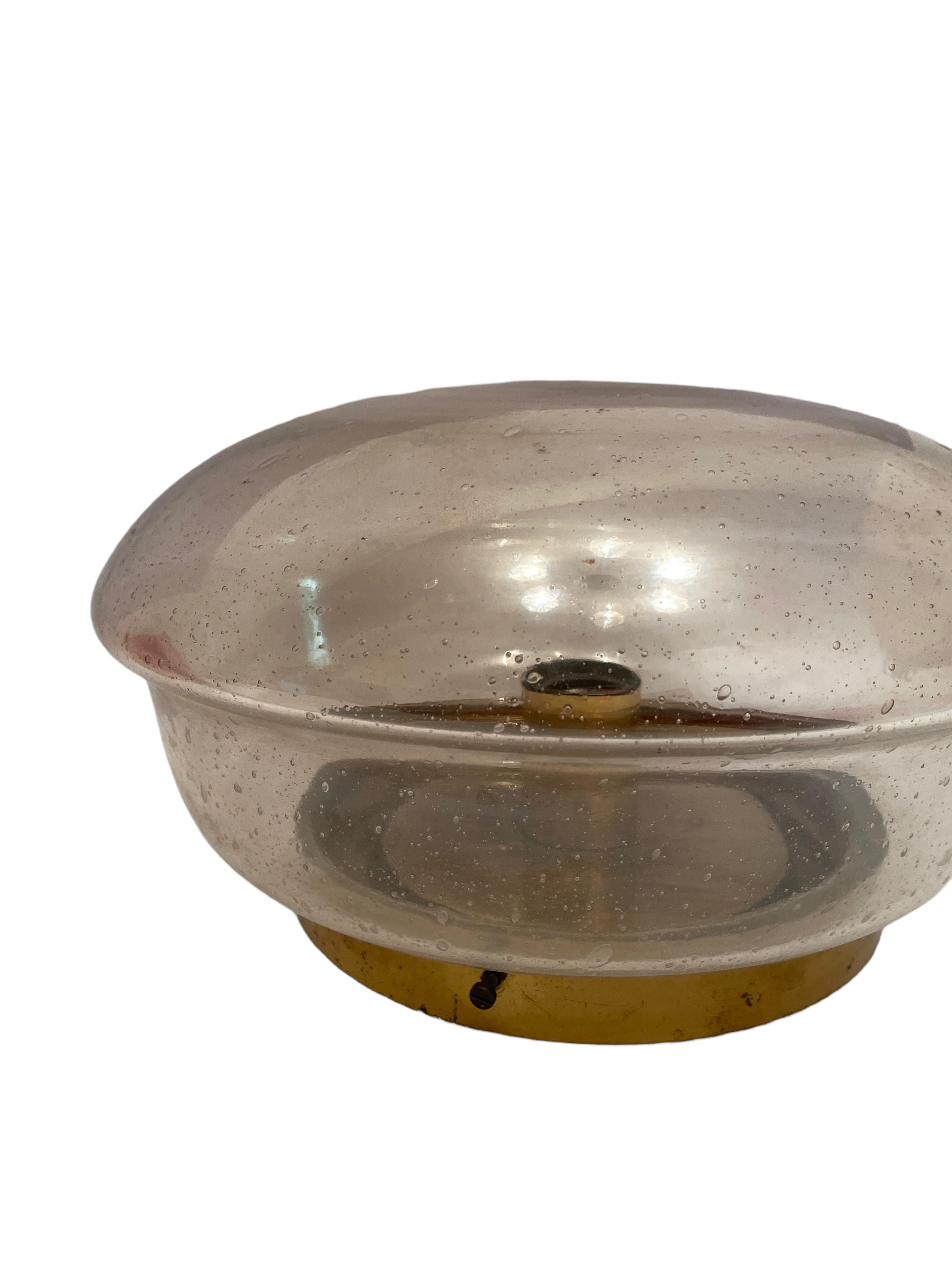 Petite Amber Smoked Glass Hillebrand Flush Mount Midcentury, 1960s In Good Condition For Sale In Nuernberg, DE