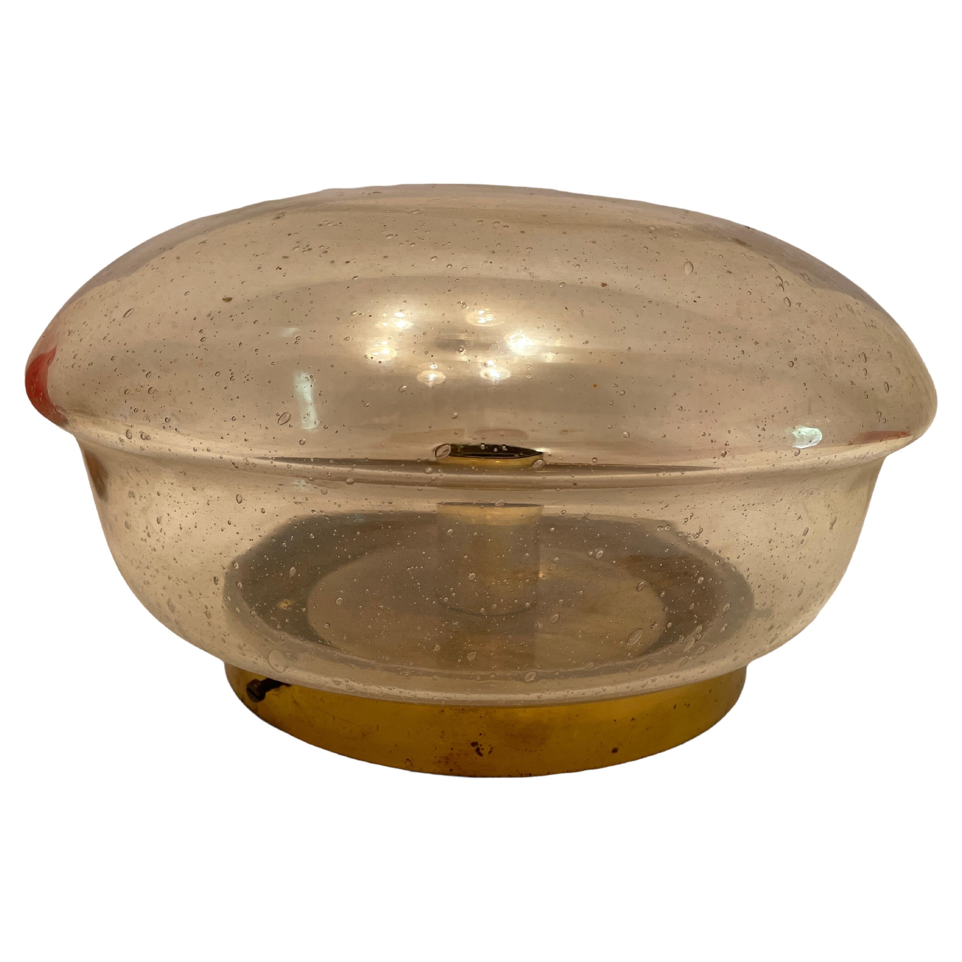 Petite Amber Smoked Glass Hillebrand Flush Mount Midcentury, 1960s For Sale