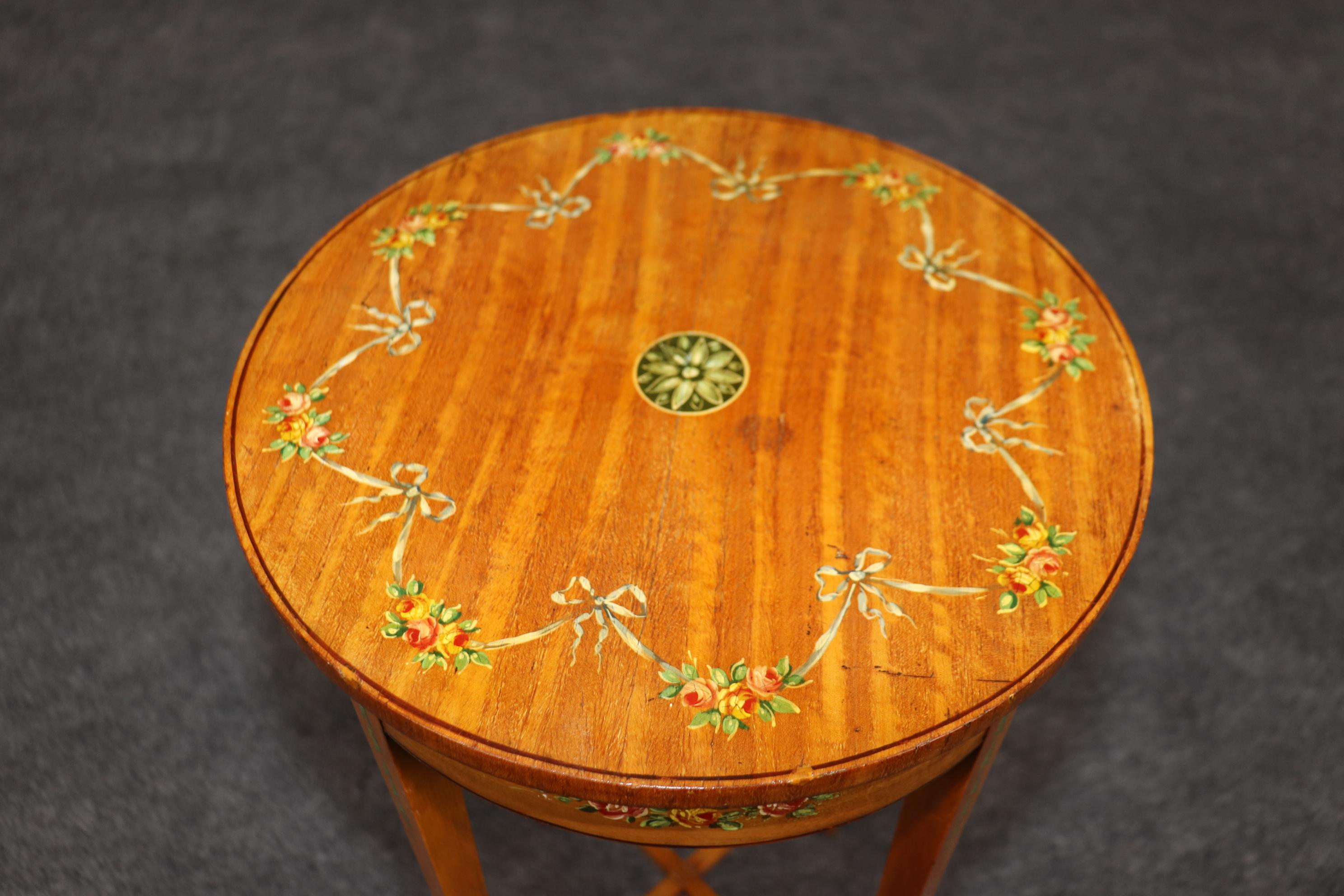 Hand-Painted Petite Antique 19th Century English Adams Style Accent Table By Gillow & Co For Sale