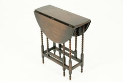 Petite Antique Barley Twist Table, Tiger Oak Gateleg Table, Lamp Table, B2370