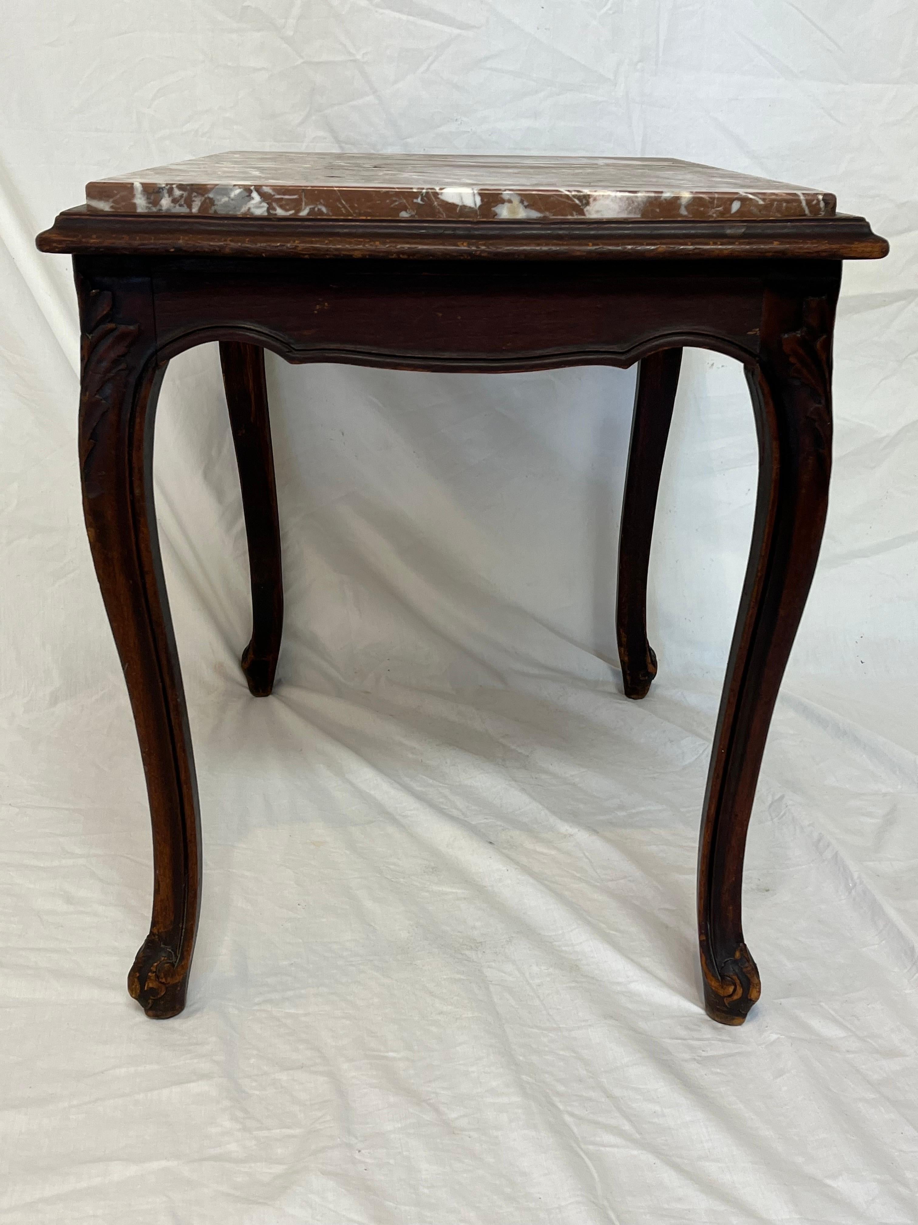 Petite Antique Belgian Rouge Marble European Louis XV Style End Table For Sale 4