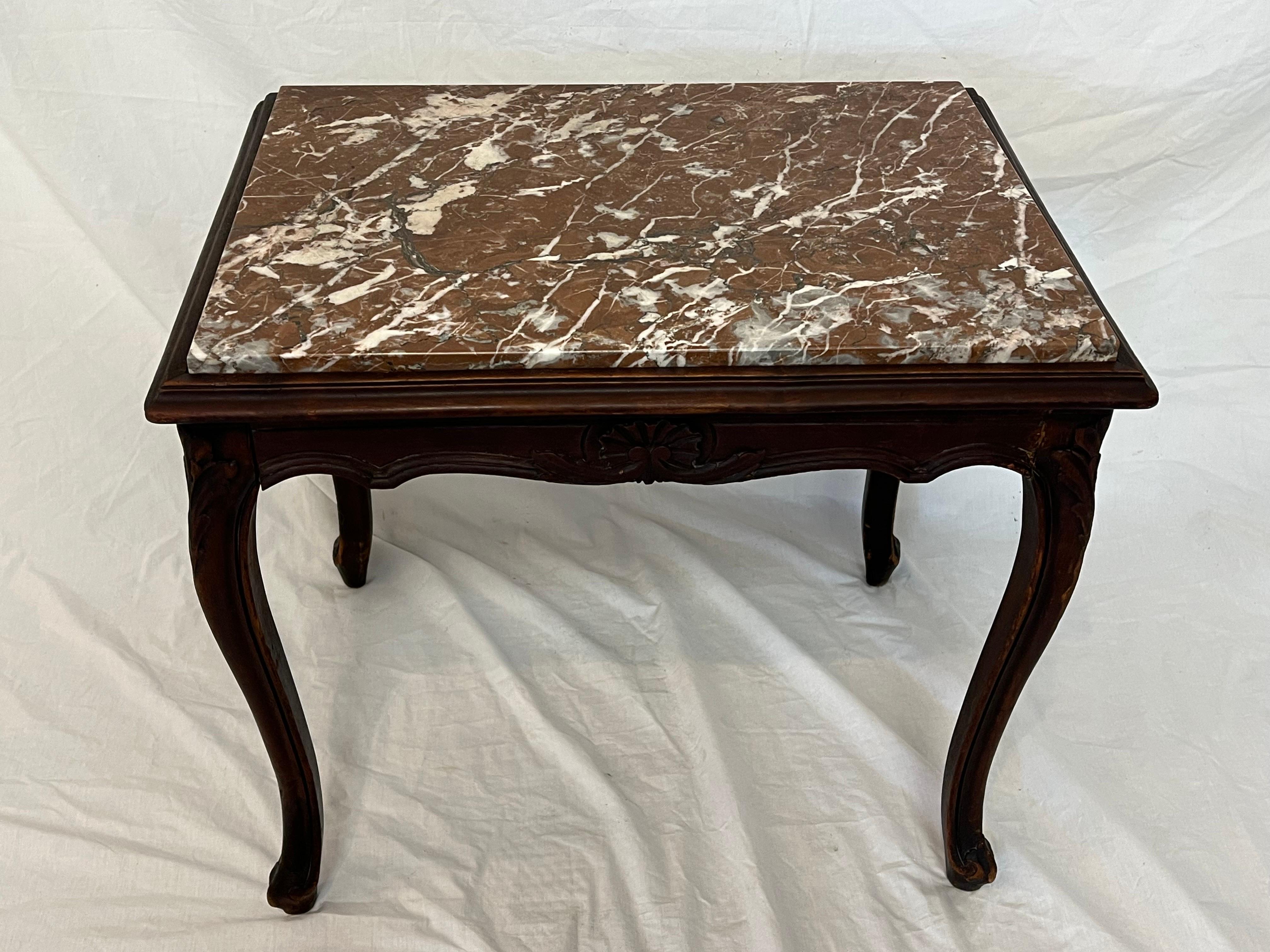 Petite Antique Belgian Rouge Marble European Louis XV Style End Table For Sale 6