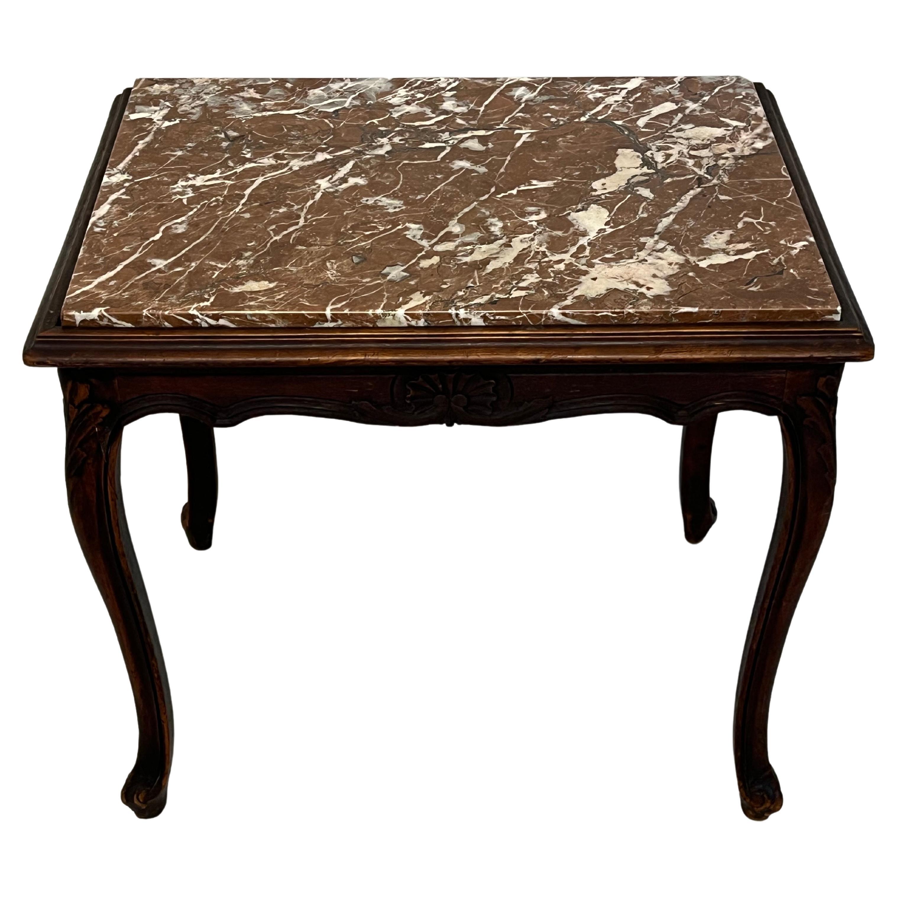 Petite Antique Belgian Rouge Marble European Louis XV Style End Table For Sale