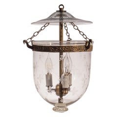 Petite Antique Bell Jar Lantern with Trellis Etching