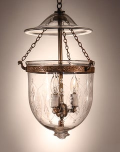 Petite Antique Bell Jar Lantern with Wheat Etching