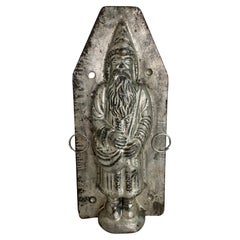 Petite Antique Chocolate Mold, Santa Claus Belsnickle, Metal, 1890s, France