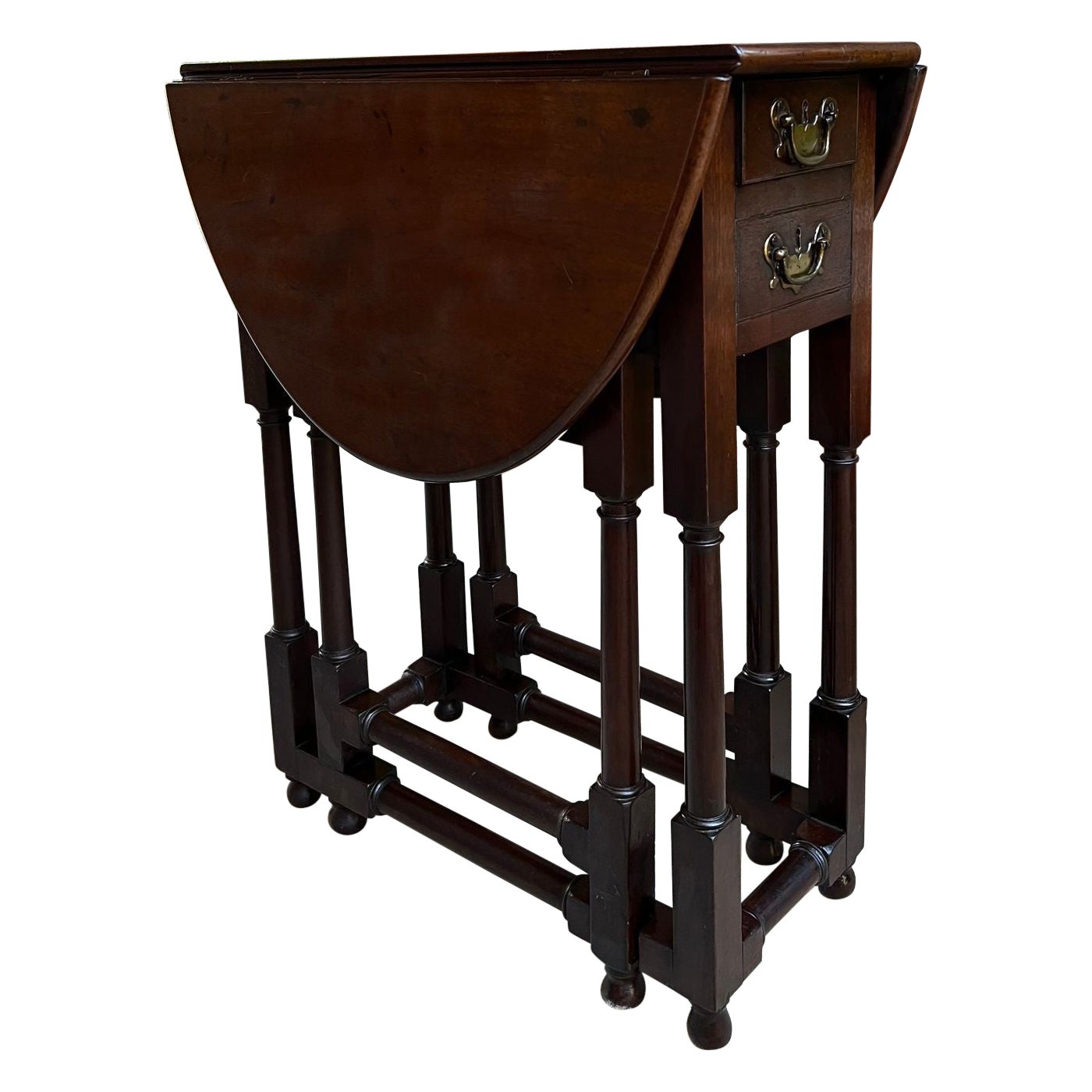 Petite Antique English Drop Leaf Side Sofa Table Mahogany Georgian Gateleg c1800 in vendita