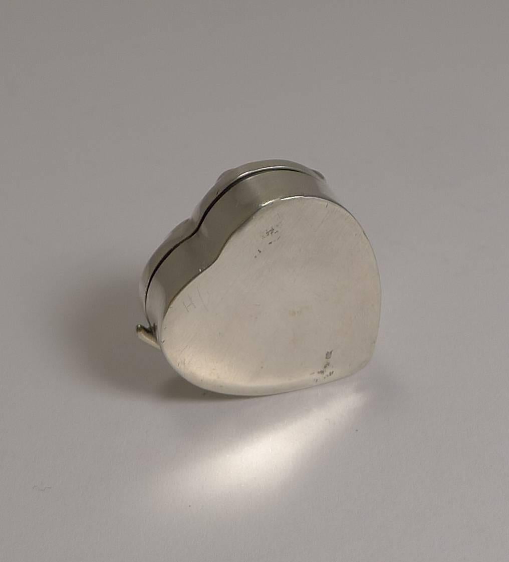 Early 20th Century Petite Antique English Heart Shaped Pill Box, 1901