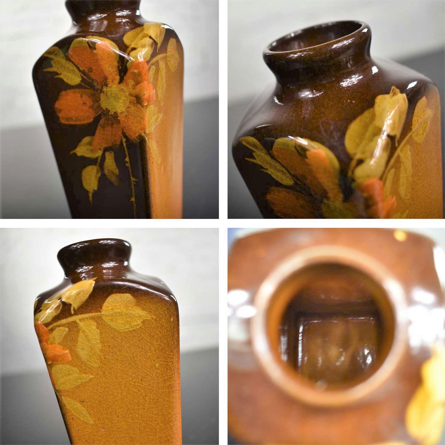 Petite Antique Floral Vases 1 Rookwood Pottery Olga Geneva Reed & 1 J.B. Owens 4