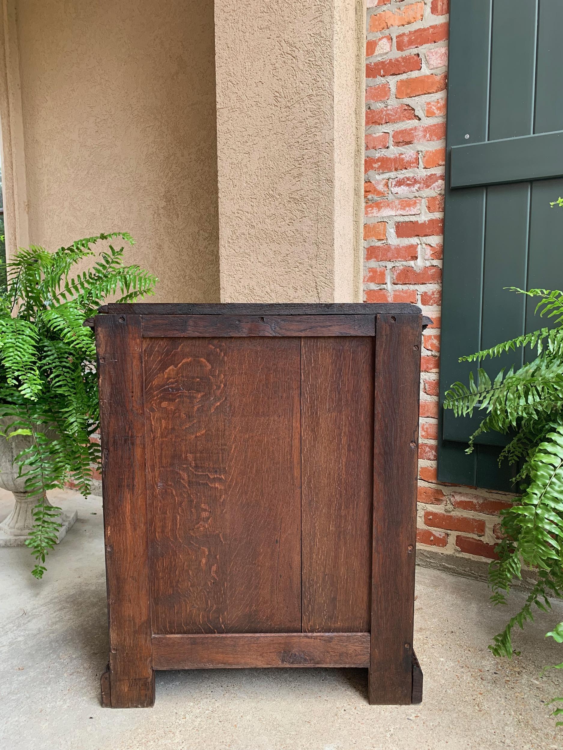 Petite Antique French Carved Oak Cabinet Server Table Renaissance Server Lion 7
