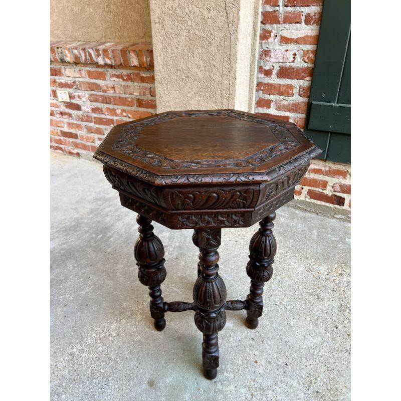 PETITE Antique French Carved Oak Octagon Center TABLE Side End Renaissance.

Direct from France, this SUPER PETITE size octagon table, ornately adorned, just like the full size version, with an impressive silhouette and commanding design.
The