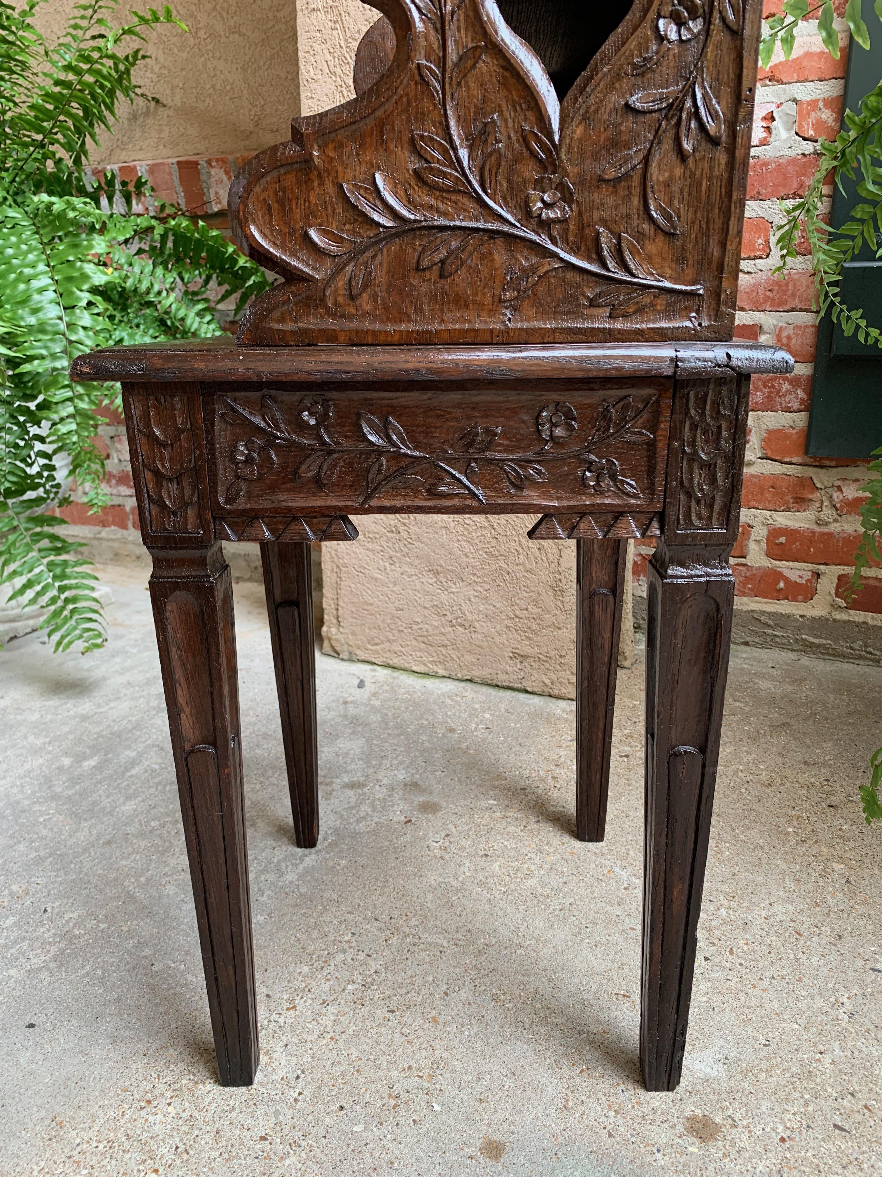 Petite Antique French Carved Oak Side End Table Nightstand Serpentine 11