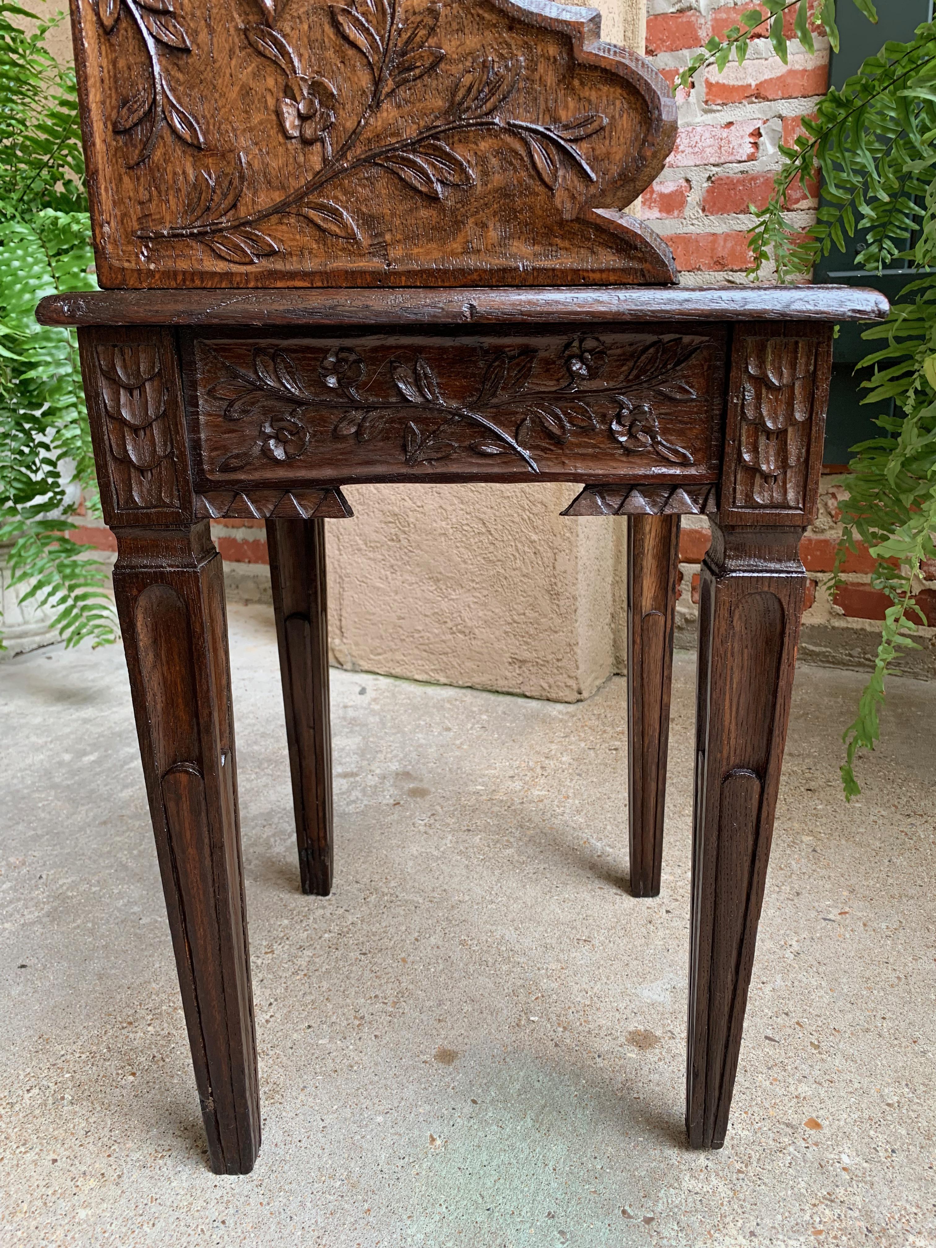 Petite Antique French Carved Oak Side End Table Nightstand Serpentine 12
