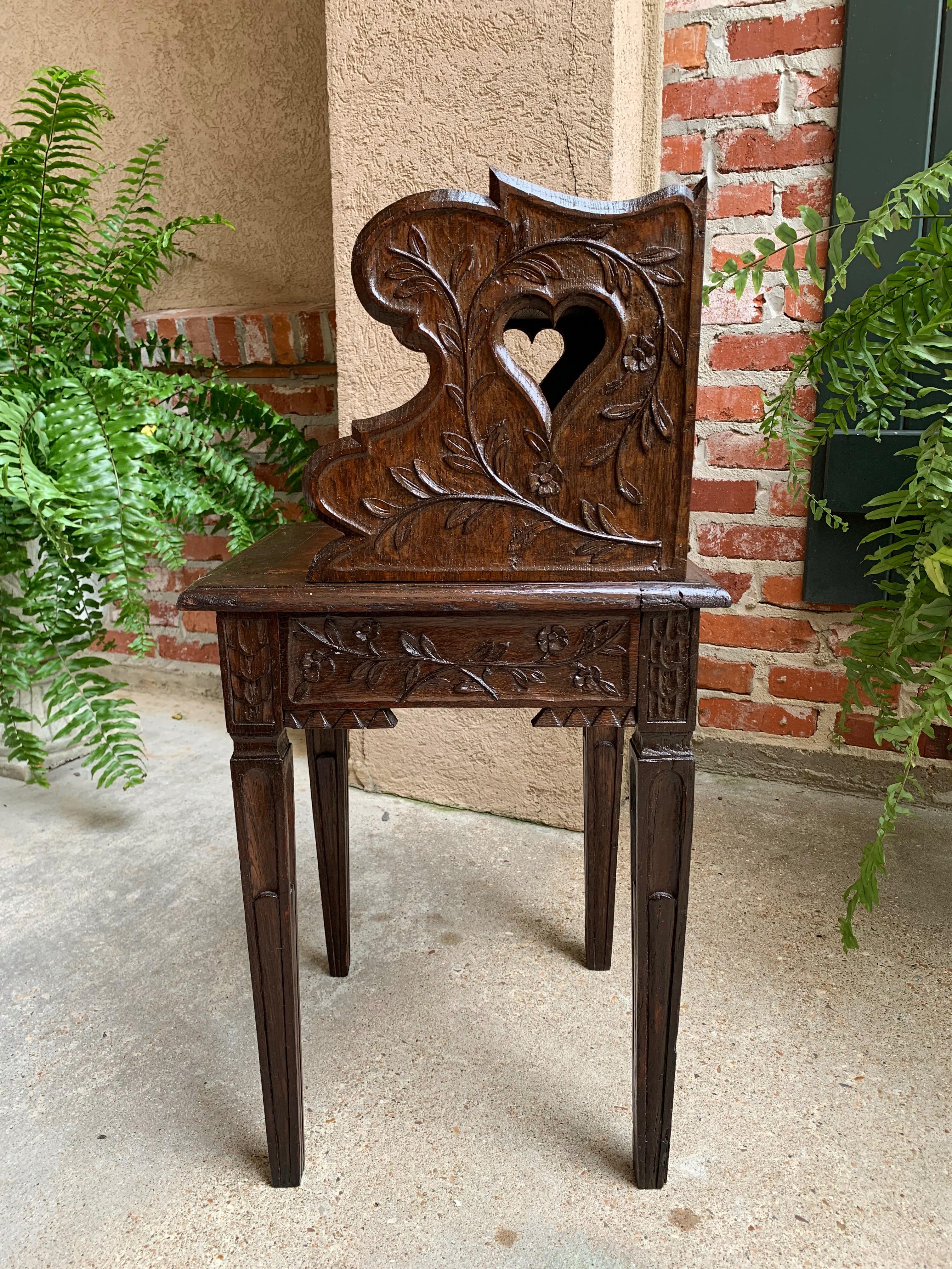 Petite Antique French Carved Oak Side End Table Nightstand Serpentine 2