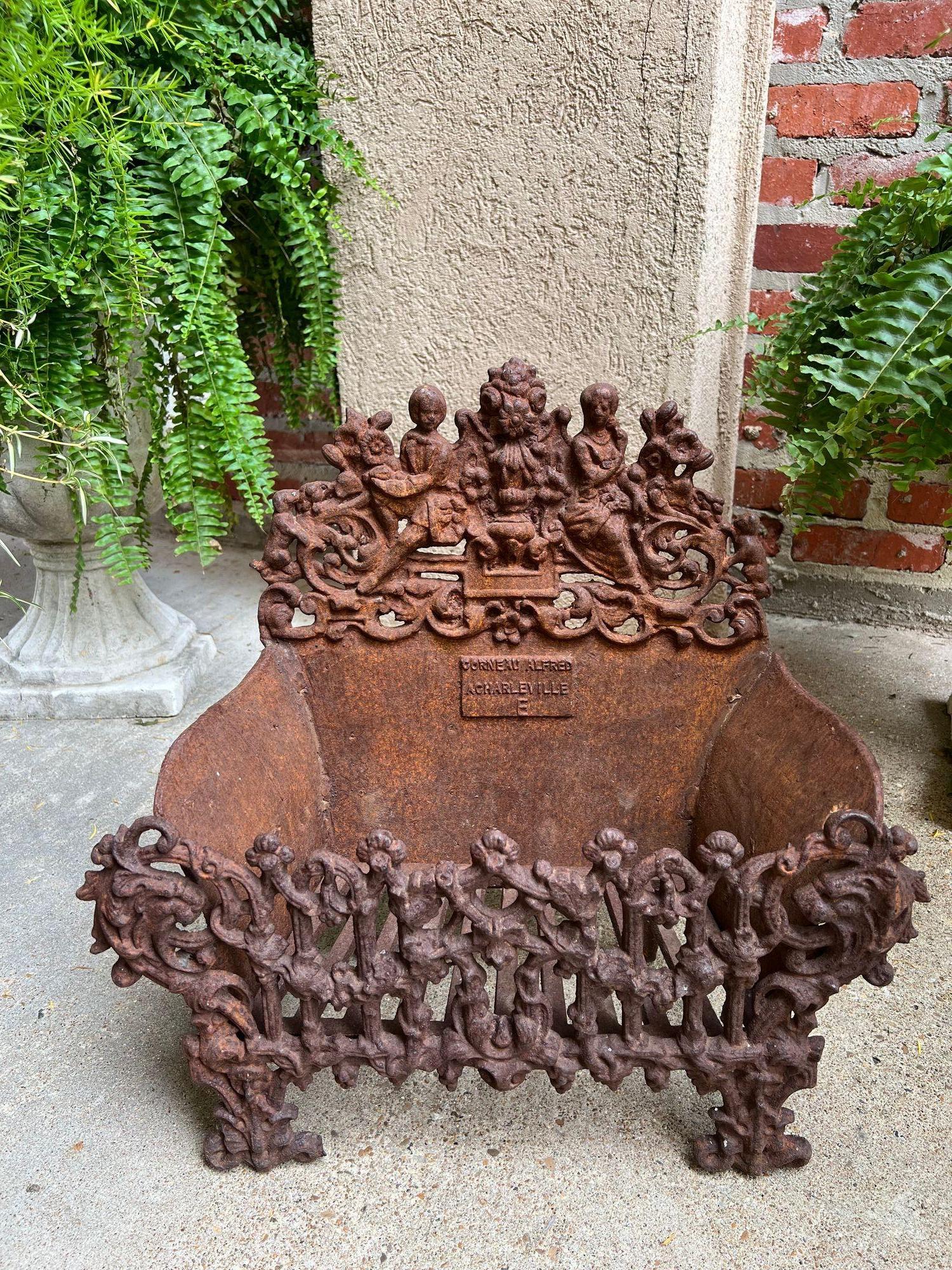 Petite Antique French Cast Iron Planter Jardinière Basket Grate Corneau c1880 For Sale 8