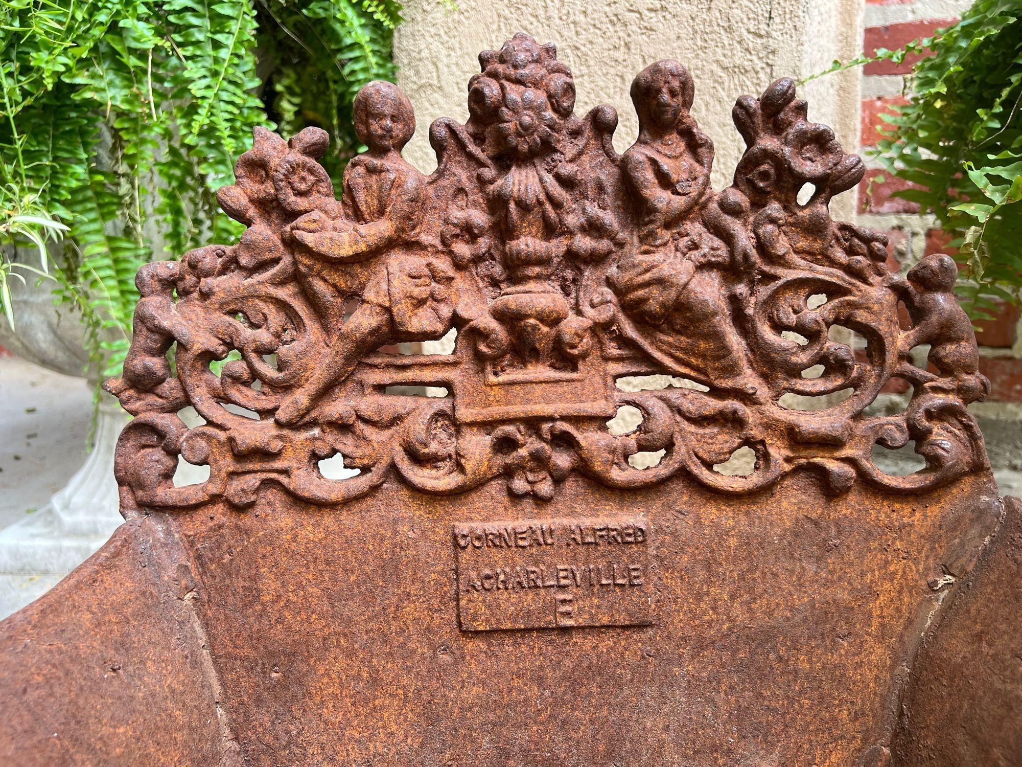 Petite Antique French Cast Iron Planter Jardinière Basket Grate Corneau c1880 For Sale 9