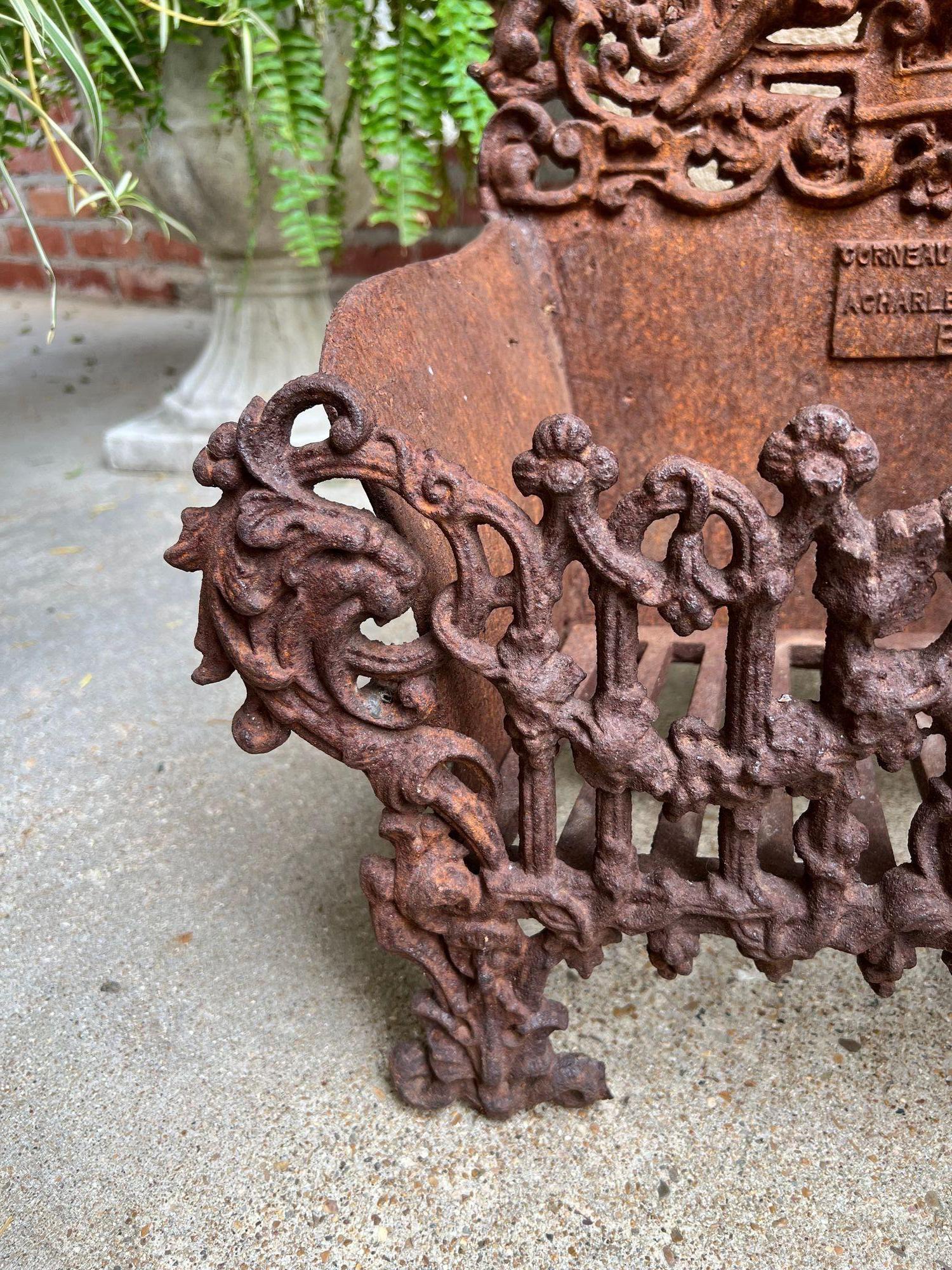 Petite Antique French Cast Iron Planter Jardinière Basket Grate Corneau c1880 For Sale 12