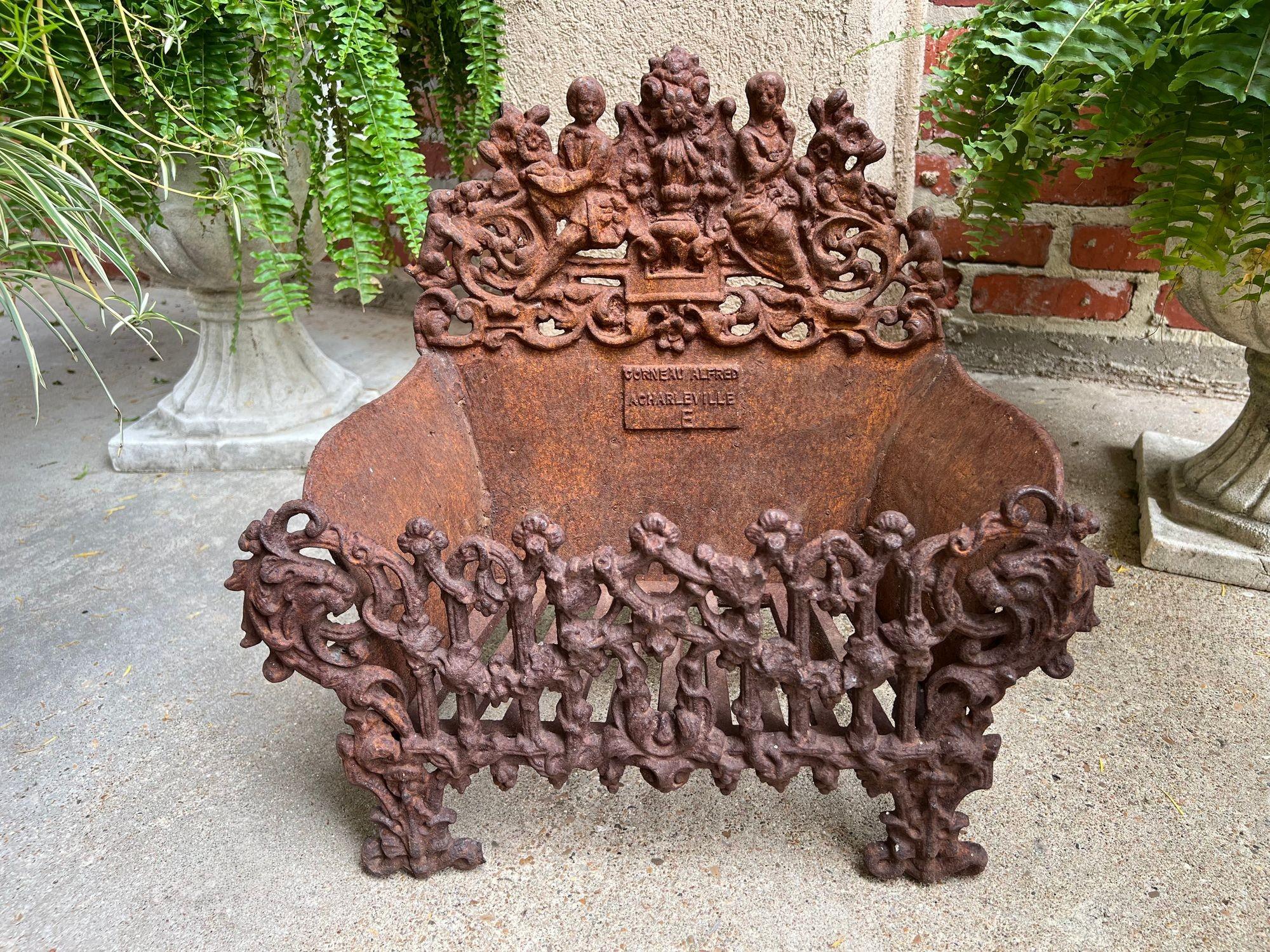 Petite Antique French Cast Iron Planter Jardinière Basket Grate Corneau c1880.

Direct from France, a unique find from our last shipment, a petite and quite heavy cast iron planter, probably originally serving as a hob grate or coal basket.
It