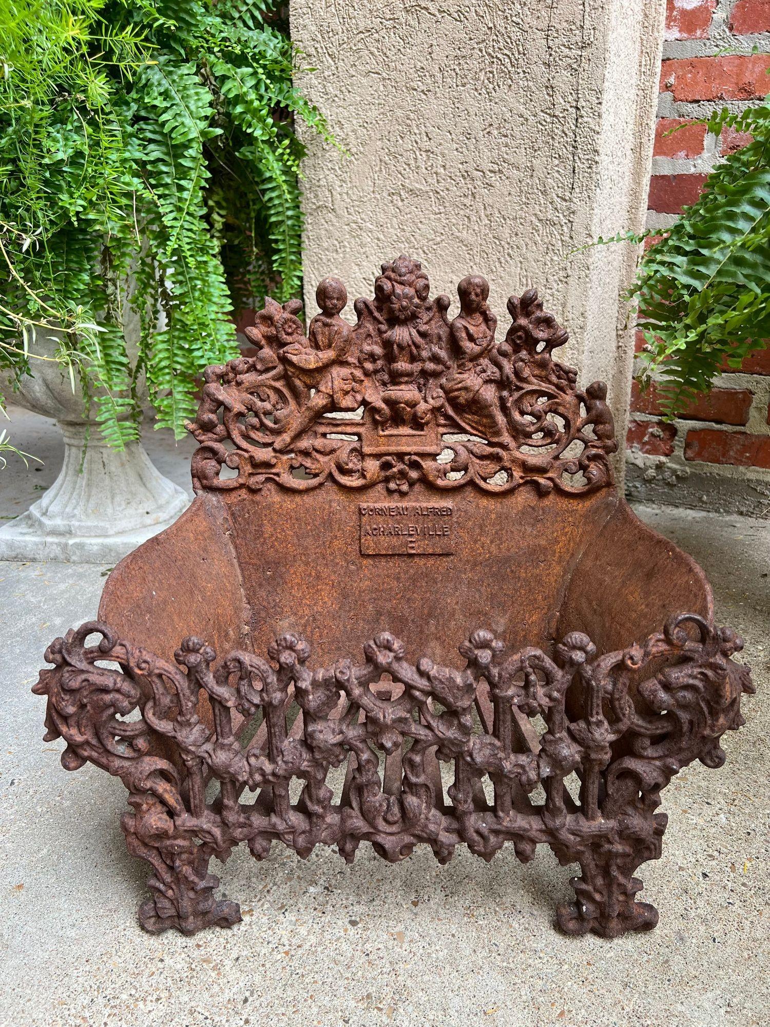 Baroque Petite Antique French Cast Iron Planter Jardinière Basket Grate Corneau c1880 For Sale