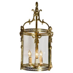 Petite Antique French Louis XVI Gold Bronze Hall Lantern, CIRCA 1900.