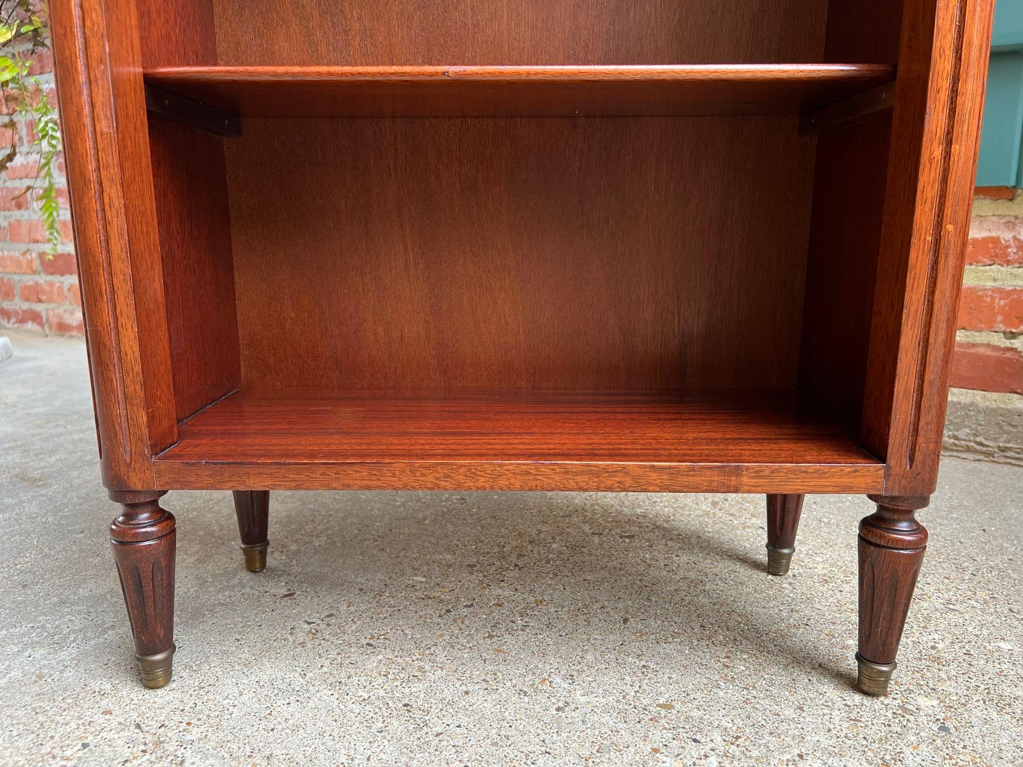 PETITE Antique French Open Bookcase White Marble Louis XVI Mahogany c1930 14
