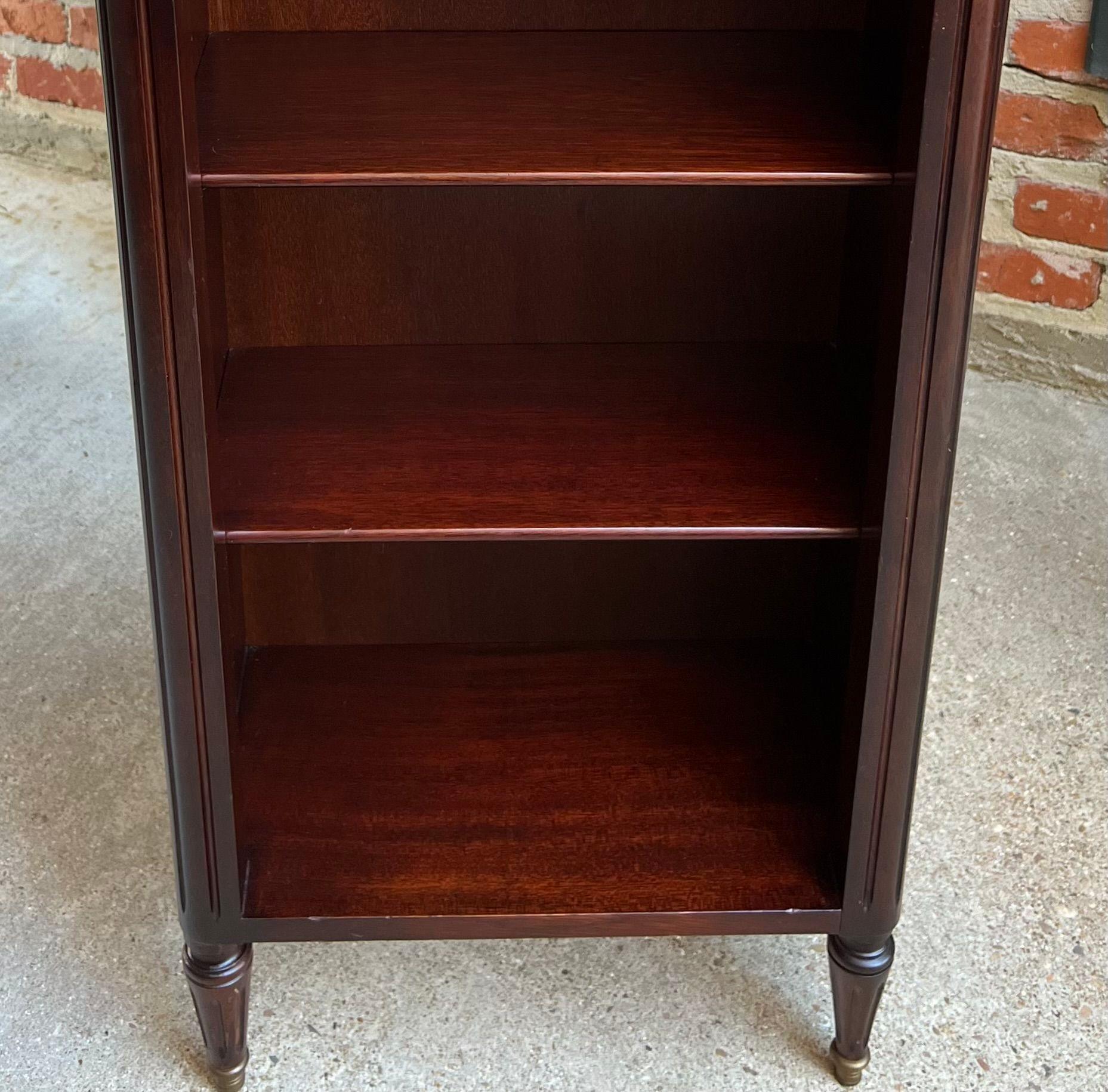 PETITE Antique French Open Bookcase White Marble Louis XVI Mahogany c1930 1