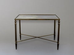 Petite Antique Mirror and Brass Side Table, France