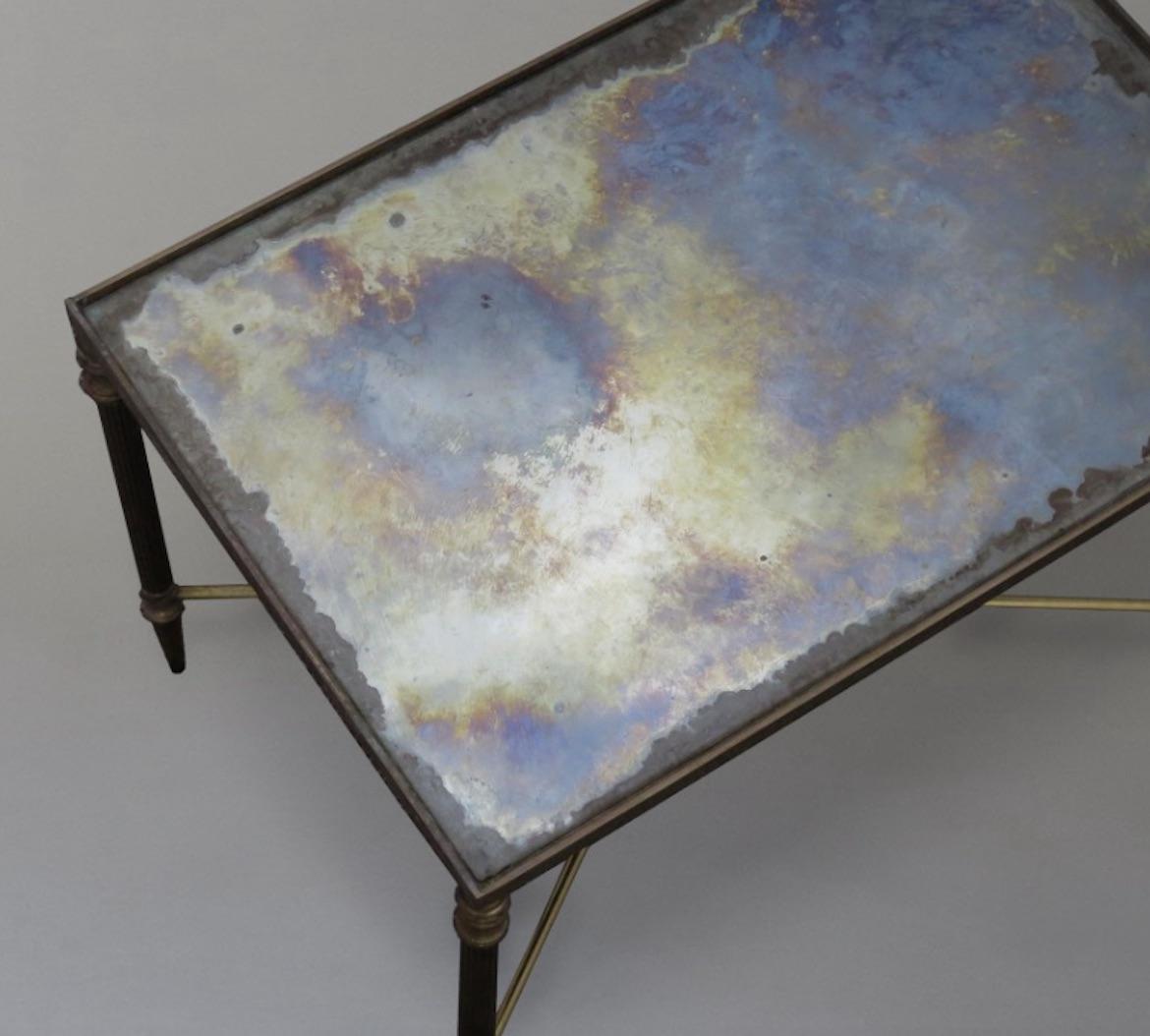 Petite Antique Mirror und Beistelltisch aus Messing, Frankreich im Angebot 1