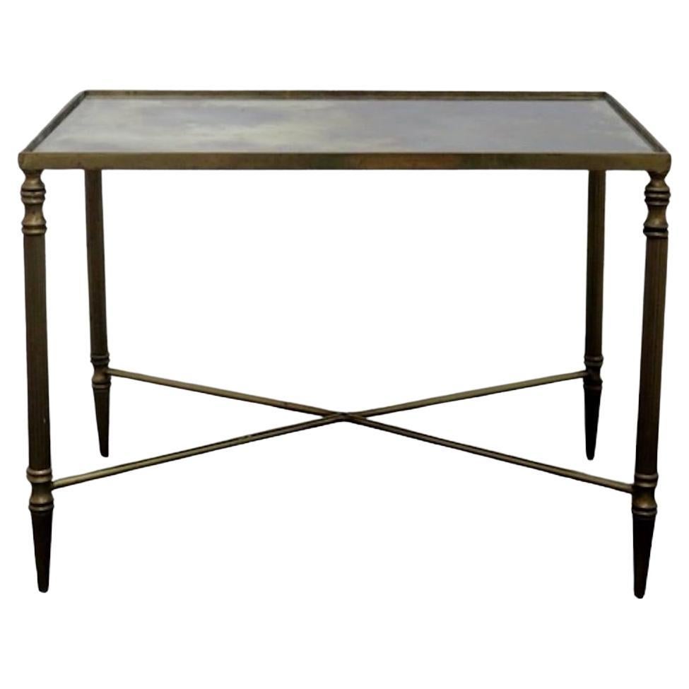 Tavolino in ottone e specchio antico, Francia