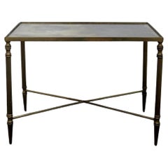 Tavolino in ottone e specchio antico, Francia