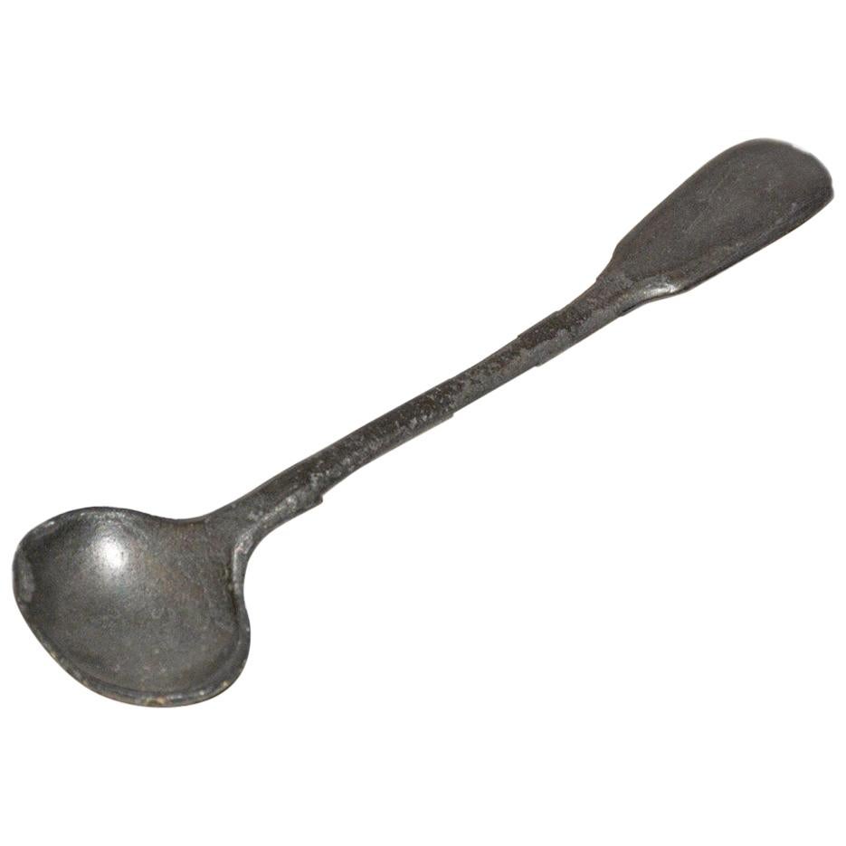 Petite Antique Pewter Mustard Spoon at 1stDibs