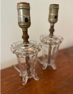 Petite Antiqued Glass Lamps, Pair