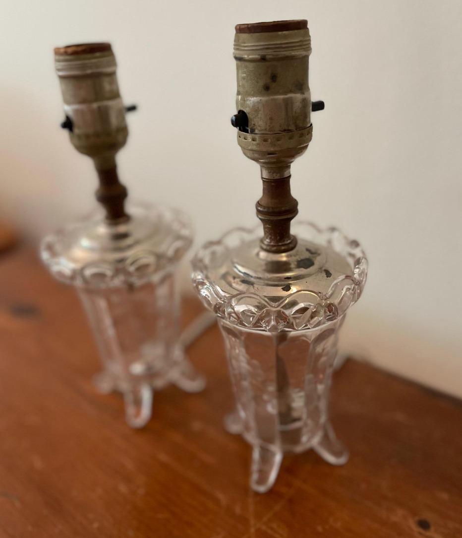 Petite Antiqued Glass Lamps, Pair In Excellent Condition For Sale In Studio City, CA