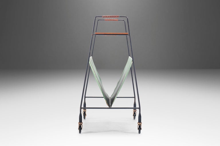 Petite Architectural Magazine Rack on Casters, West Germany, c. 1960's ...