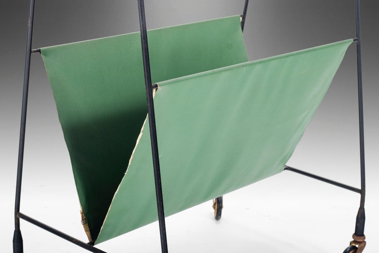 Petite Architectural Magazine Rack on Casters, West Germany, c. 1960's ...