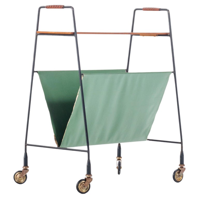 Petite Architectural Magazine Rack on Casters, West Germany, c. 1960's ...