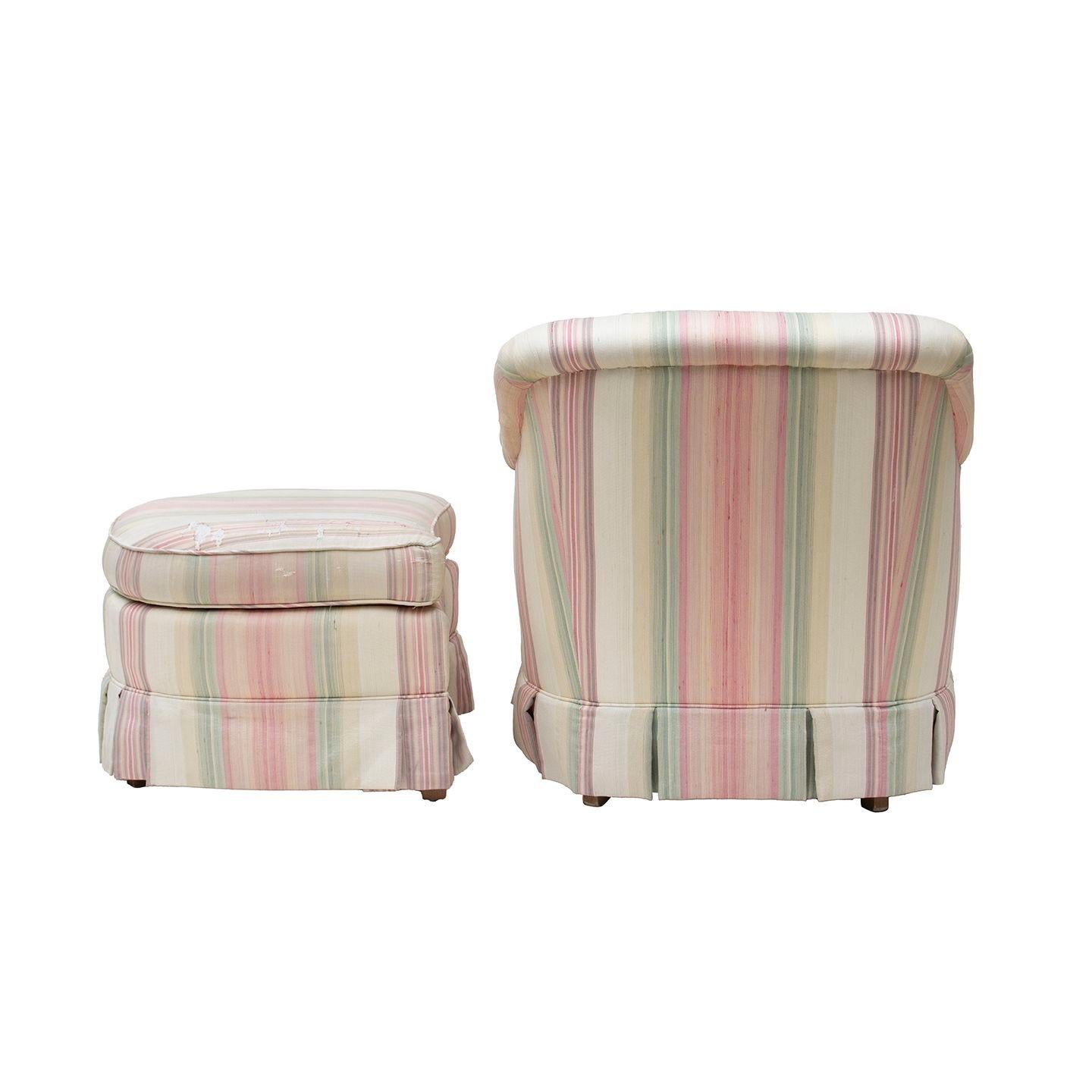 Late 20th Century Petite Armchair and Ottoman by Sherrill For Sale