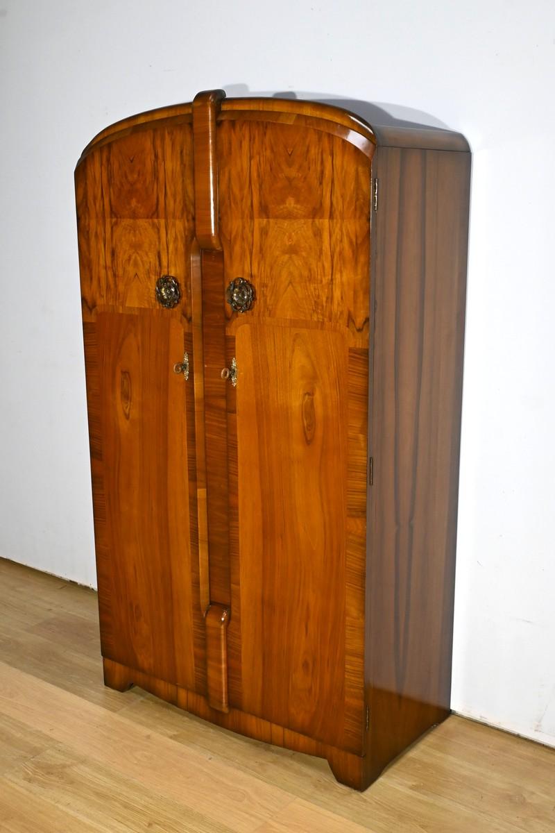 English Small Walnut Cabinet, Art Deco, Walrose House, England – 1940 For Sale