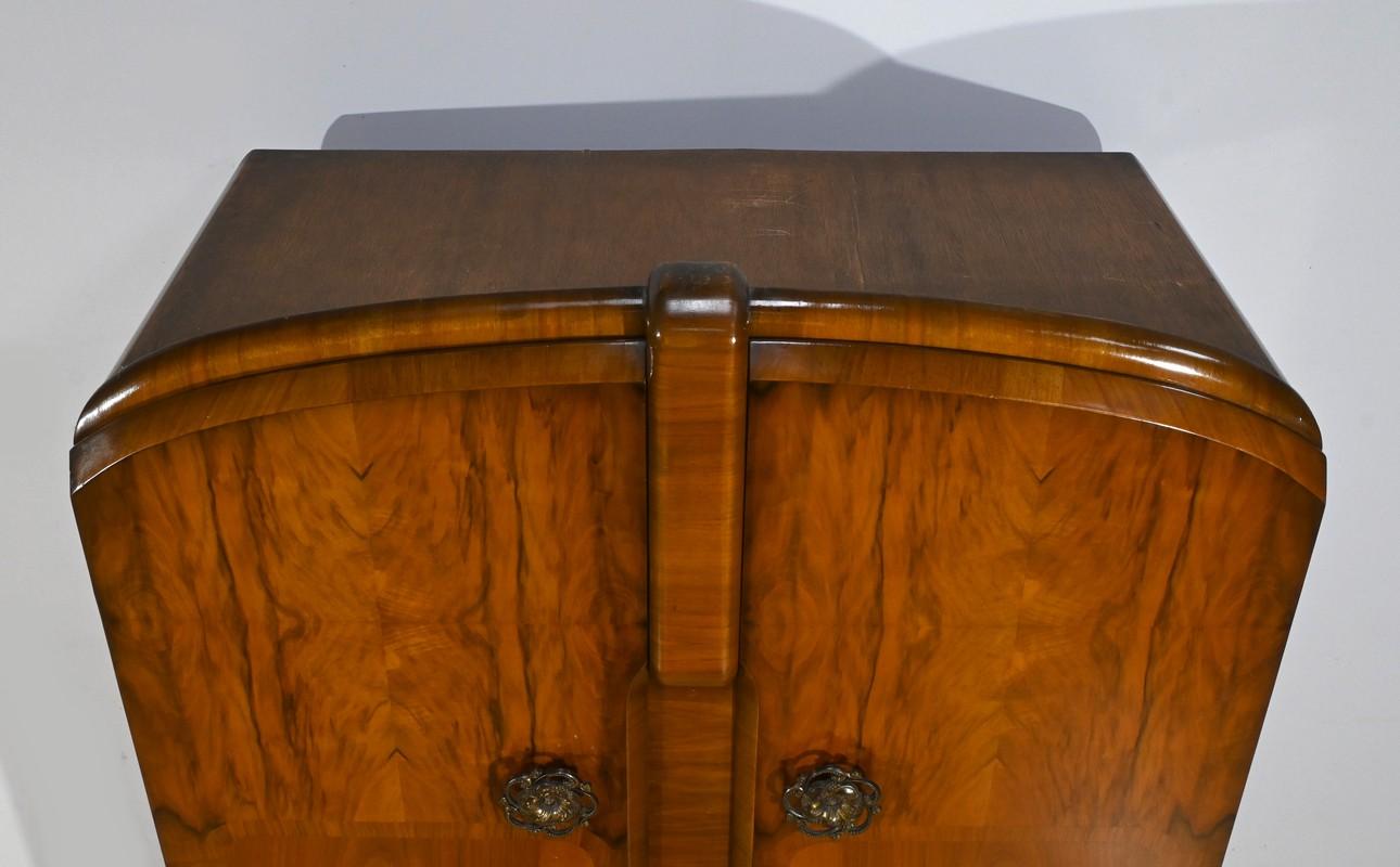 Mid-20th Century Small Walnut Cabinet, Art Deco, Walrose House, England – 1940 For Sale