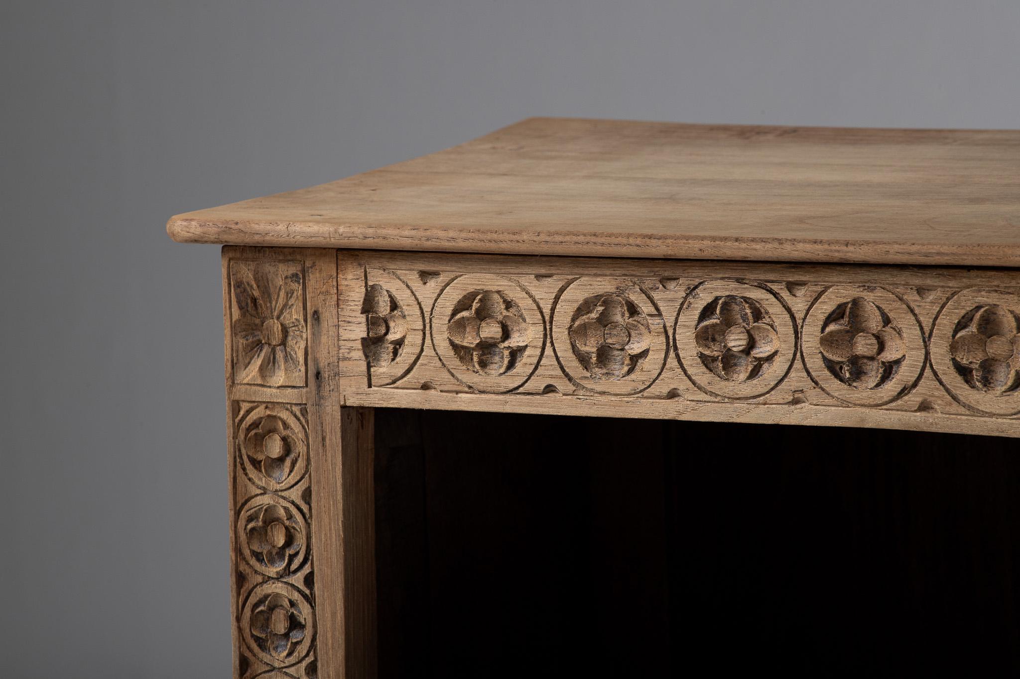 Spanish Colonial Petite Armoire in Carved Pine, Spain, 19th Century For Sale