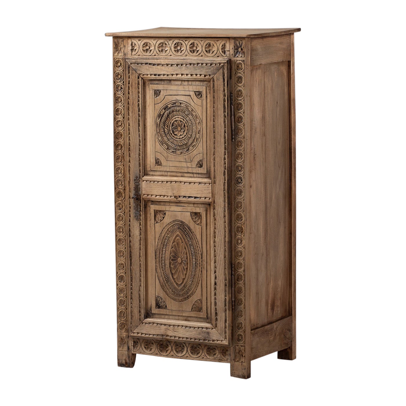 Petite Armoire in Carved Pine, Spain, 19th Century