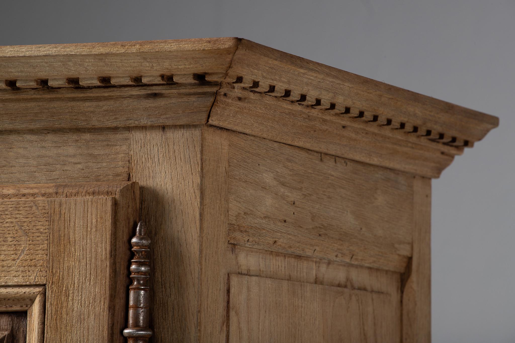 Petite Armoire with Diamond-Relief Panels in Oak, France For Sale 3