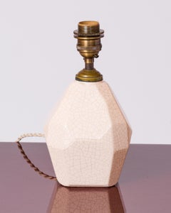 Petite Art Deco "Craquelé" Enameled Earthware Table Lamp - France 1930's