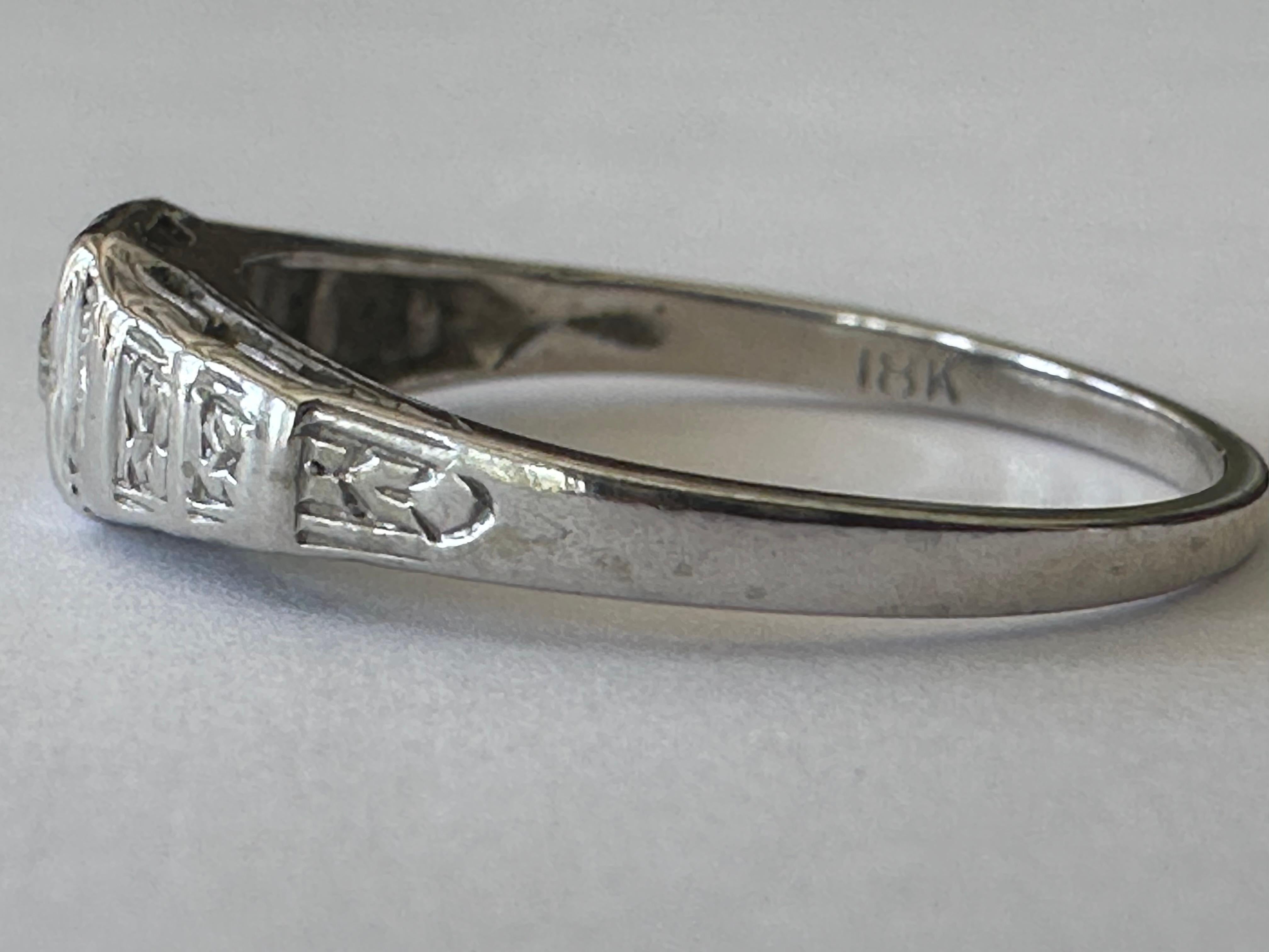 Old European Cut Petite Art Deco Diamond Solitaire Engagement Ring  For Sale