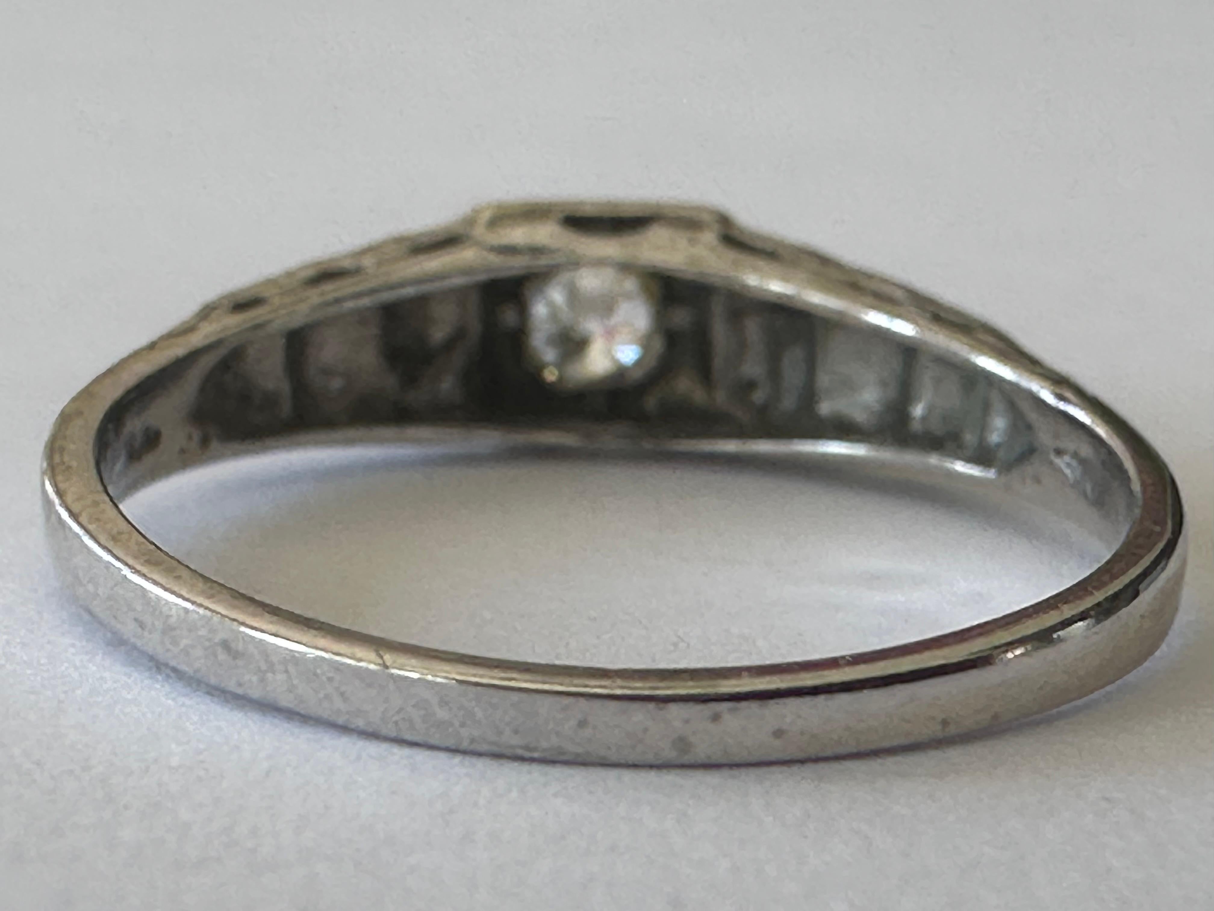 Petite Art Deco Diamond Solitaire Engagement Ring  In Good Condition For Sale In Denver, CO