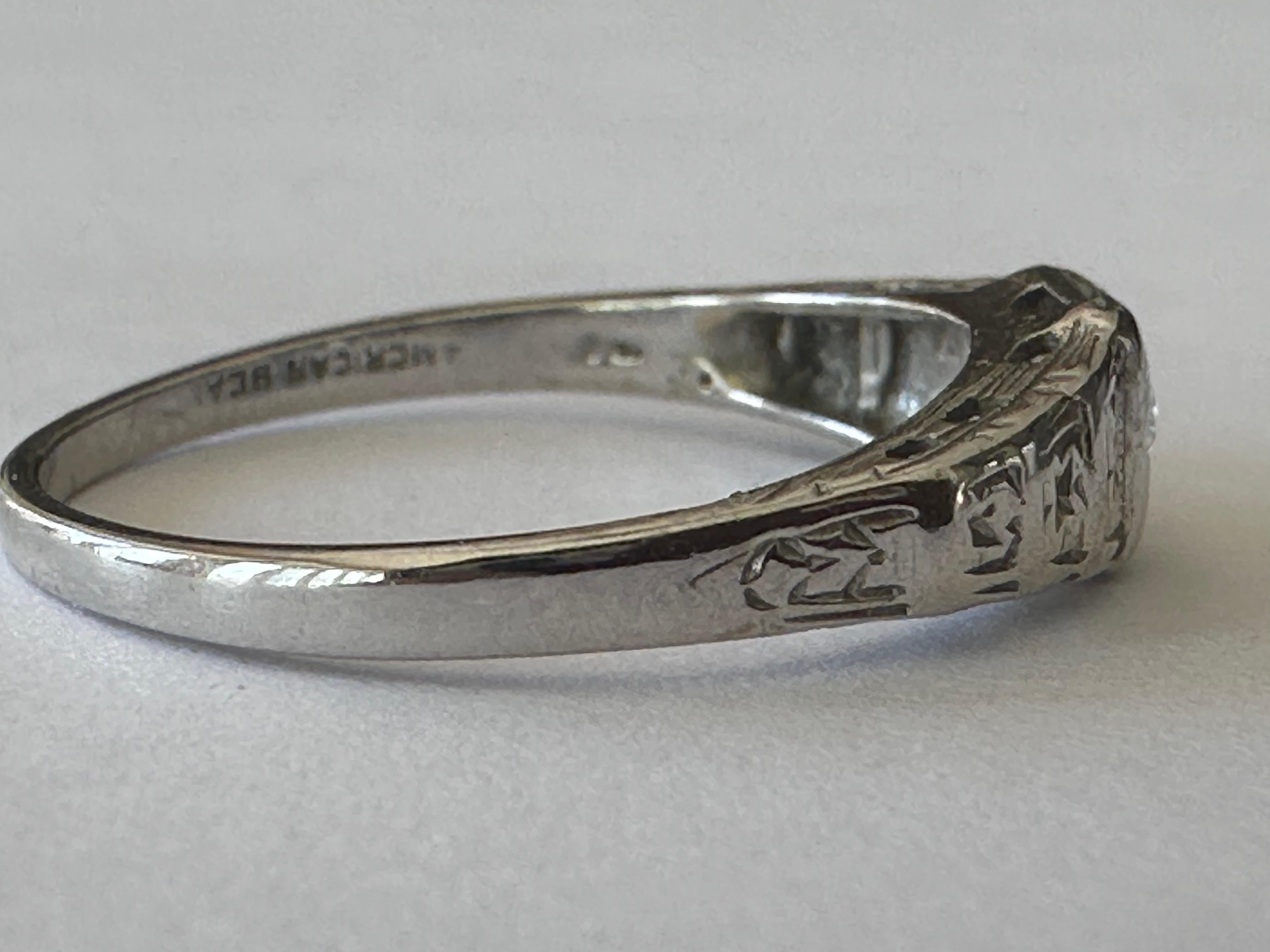 Women's Petite Art Deco Diamond Solitaire Engagement Ring  For Sale